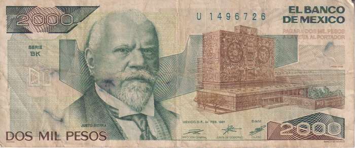 MEXICO 2000 Pesos  1987  P86 VF