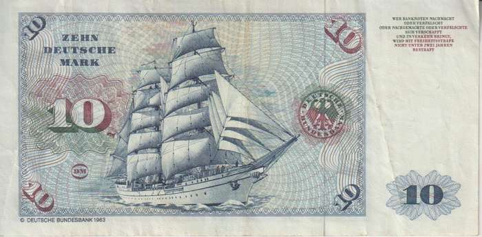 GERMANY 10 MARK 1980 P19 VF