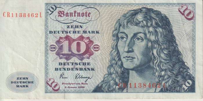GERMANY 10 MARK 1980 P19 VF