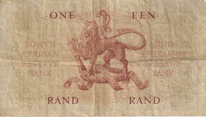 REPUBLIC OF SOUTH AFRICA - 1 RAND G.Rissik A/127 1962 #A/E 315  F