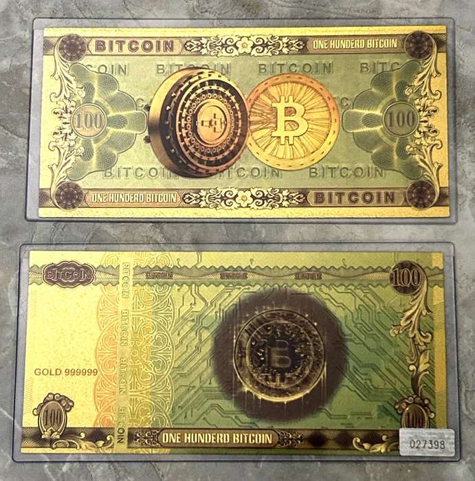 BITCOIN Gold Foil Banknote Souvenir - BEAUTIFUL GIFT