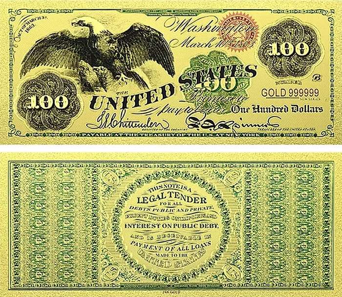 USA DOLLAR GOLD FOIL BANKNOTE 100 DOLLAR - BEAUTIFUL GIFT
