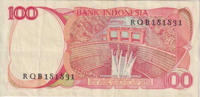 INDONESIA 100 RUPIAH 1984 P122 VF