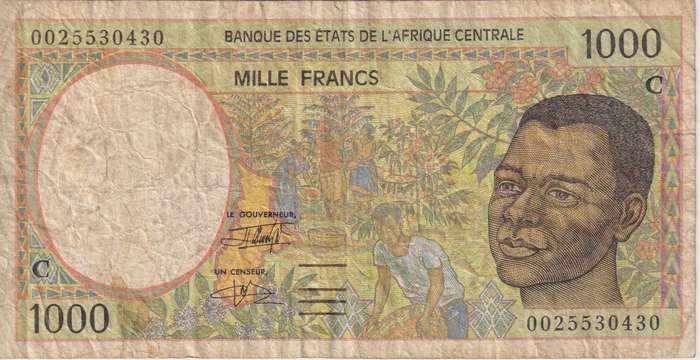 CENTRAL AFRICAN STATES - REPUBLIC OF CONGO - 1000 FRANCS  1993-2002 P02 VF