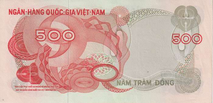 SOUTH VIETNAM 500 DONG 1970 P28 UNC