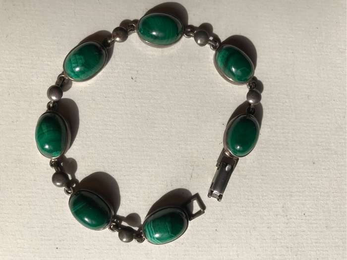 Vintage Malachite Sterling Silver bracelet