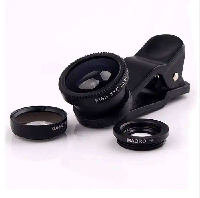 3-in-1 Smartphones, tablets Camera Lens Kit with Clip - Wide Angle, Fisheye & Macro Lenses