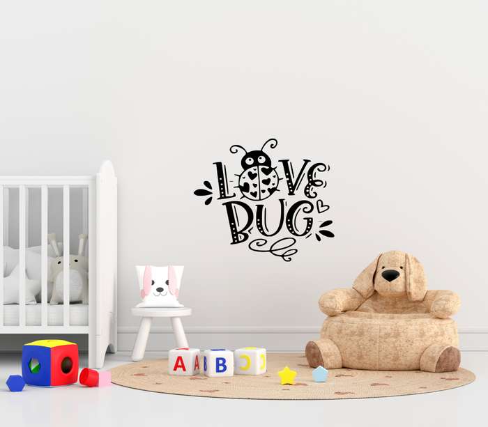 Vinyl Home Decor Wall Art - Love Bug - Black