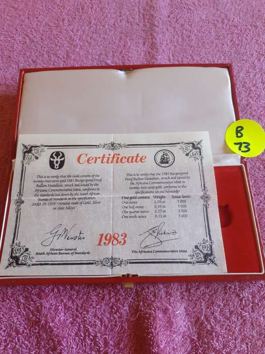 Empty Red Wooden Coin Holder Box. Burgerspond 1983 with certificate inside