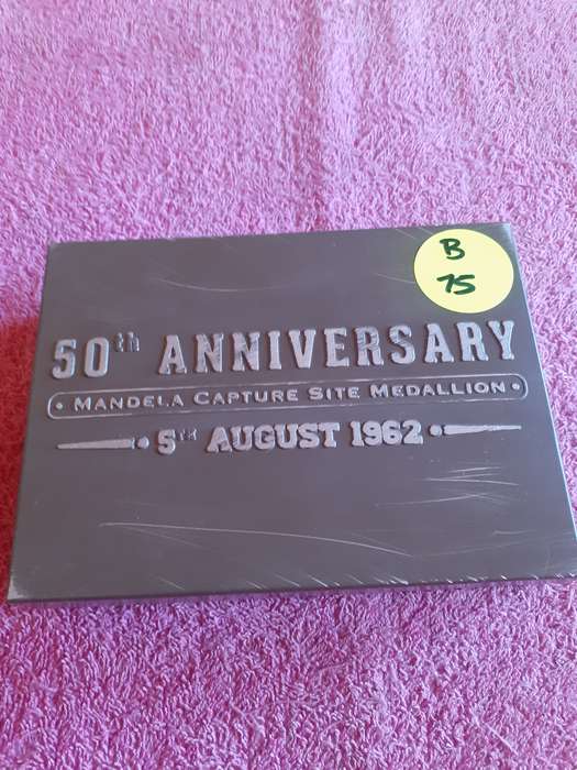 Empty Steel Coin Holder Box - 50th Anniversary - Mandela Capture Site Madallion - 5 August 1962