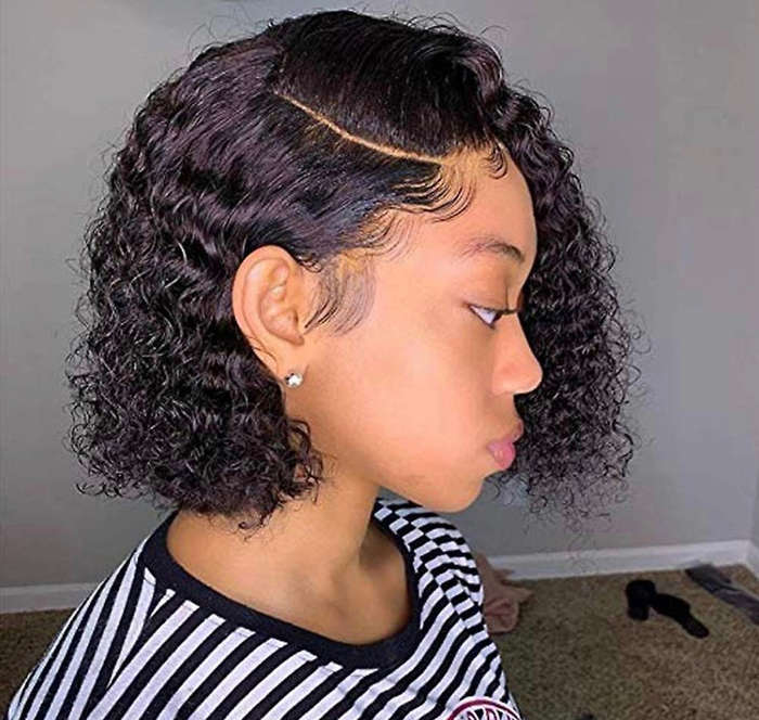 10 inch full frontal curly wig