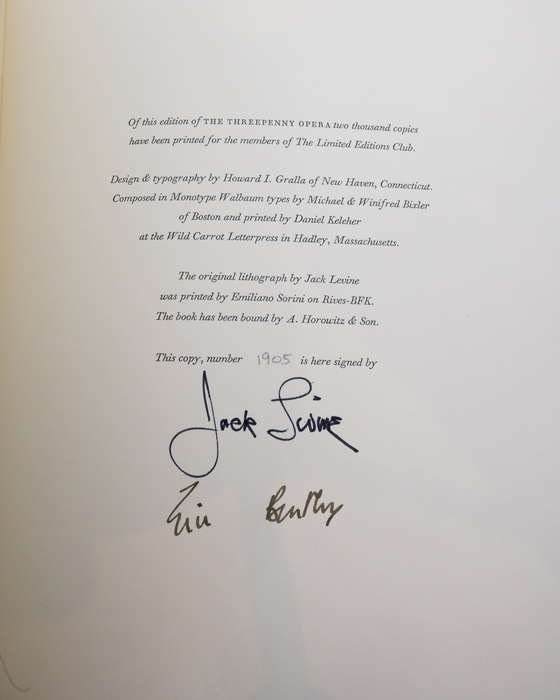 The Threepenny Opera (Signed by Illustrator - Jack Levine and Eric Bently - Introduction)