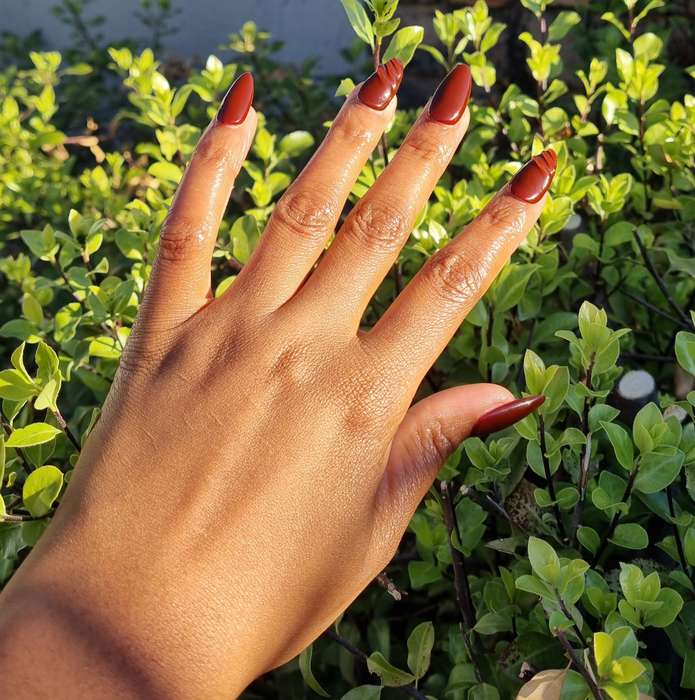 MBF Elegant Almond Press-On Nails - Rich Burgundy with Swirl (Small & Medium Sizes)