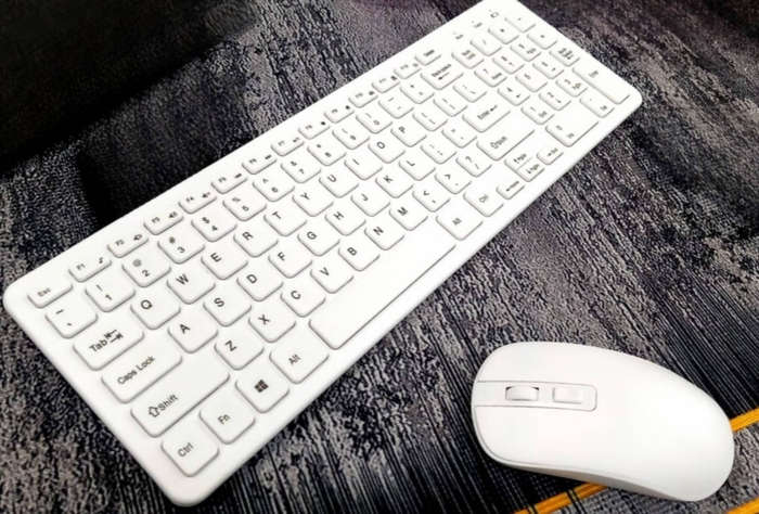 Wireless slim keyboard and mouse set - White