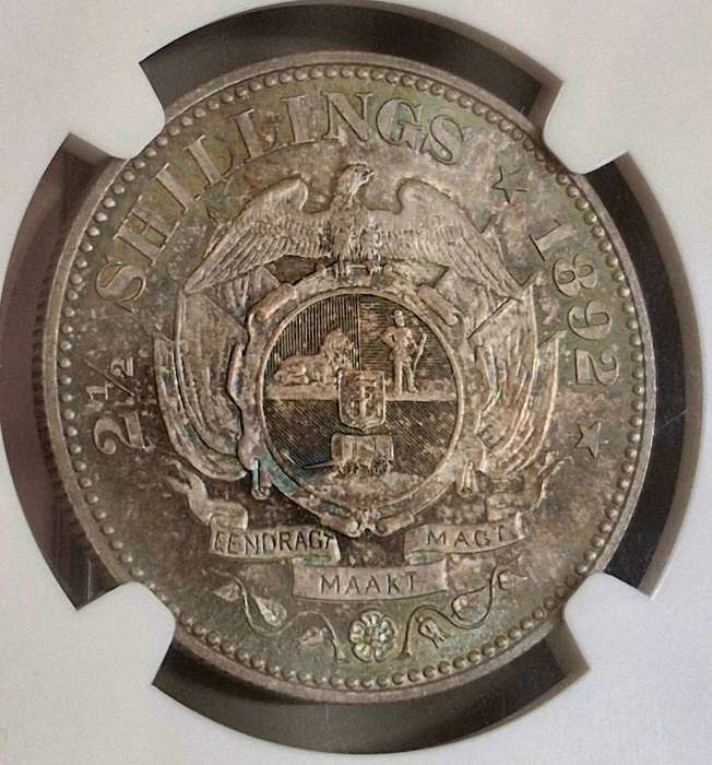 1892 ZAR Kruger Silver Proof Halfcrown 2/6 NGC - NGC Graded PF64