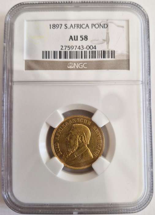 1897 ZAR Kruger Pond + Halfpond Combo NGC Graded AU58