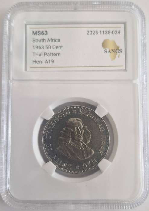 1963 Scarce South Africa 50c Pattern Graded MS63 Hern A19