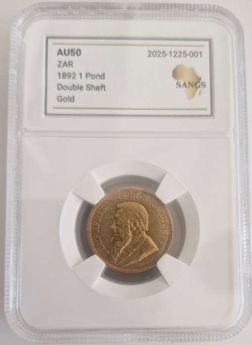 1892 ZAR Kruger Pond Graded AU50