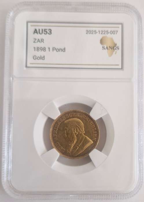 1898 ZAR Kruger Pond Graded AU53
