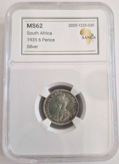 1935 Union of South Africa 6 Pence Graded MS62