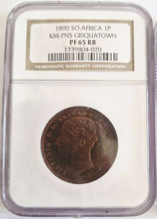 1890 Griquatown Pattern Penny NGC Graded PF65RB