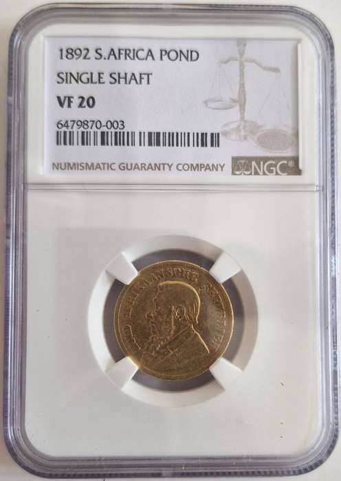 1892 ZAR Kruger Pond Single Shaft NGC graded