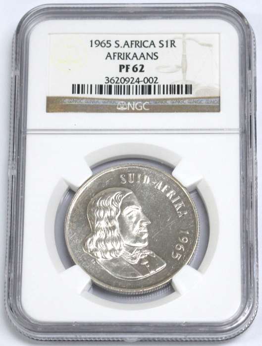 1965 South Africa VIP Silver Rand Afrikaans NGC Graded PF