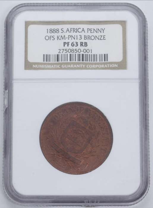 1888 Orange Free State Pattern Penny Graded PF63