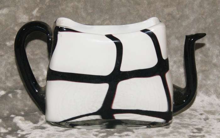 Czechoslovakian art glass teapot shaped vase