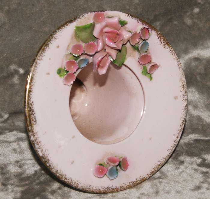 Vintage pink Lefton China hand painted porcelain vase