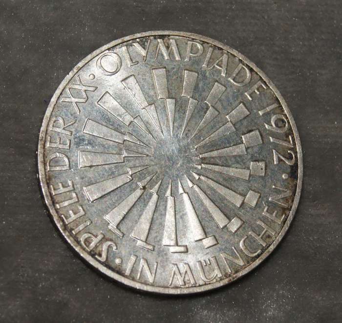 1972 10 Deutsche Mark (G mint mark) 62.5% silver Munich Olympic Games