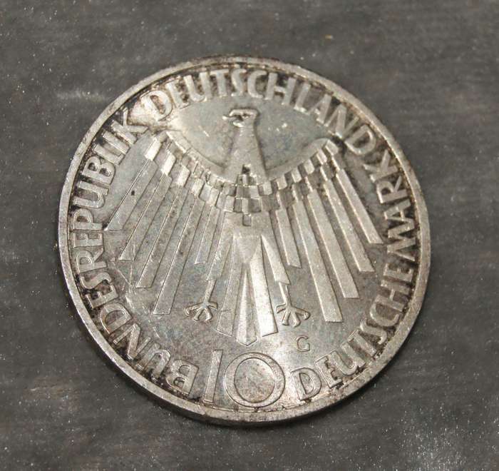 1972 10 Deutsche Mark (G mint mark) 62.5% silver Munich Olympic Games