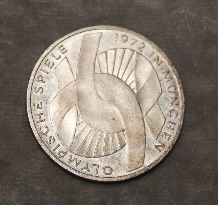 1972 10 Deutsche Mark (G mint mark) 62.5% silver Munich Olympic Games