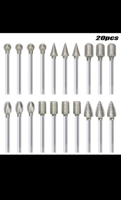20pc Diamond burrs. DIY work on any surface. Drilling, carving, engraving, etching etc.