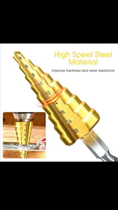 3Pcs Golden 4-12 3-12 4-20 Step Drill Bit Set, HSS Titanium Step Drill Bits for Metal,Straight Groov