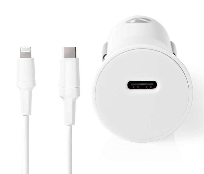 20W Type-C Power Adapter Car Charger with USB-C to Lightning Cable