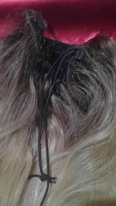 Blond Drawstring Synthetic Ponytail and two clip on fringes