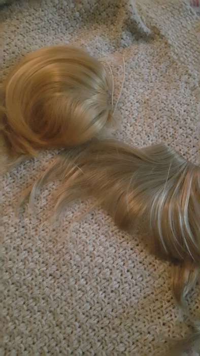 BLond Synthetic Drawstring Ponytail (Bun) and Fringe