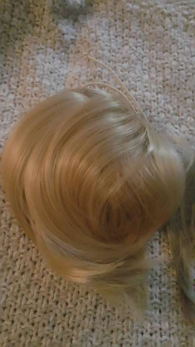 BLond Synthetic Drawstring Ponytail (Bun) and Fringe