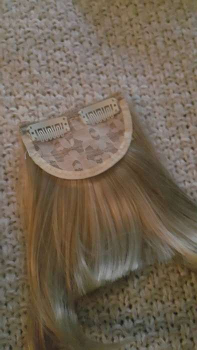 BLond Synthetic Drawstring Ponytail (Bun) and Fringe
