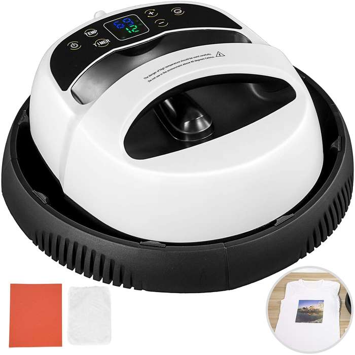 VEVOR 30×25cm Mini Portable Heat Press  1KW, Touchscreen & Vibration Function