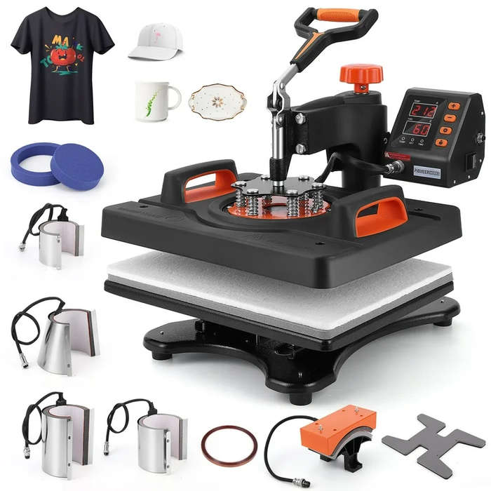 9-in-1 Heat Press Multitalent - Flat Press, Shoe Press, Mugs, Plates, Cups, Cap Presses
