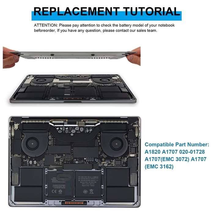  A1707 / A1820 Battery for MacBook Pro 15" (Late 2016 & Mid 2017) Touch Bar