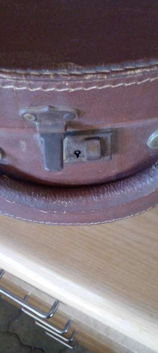Vintage "It's a Paragon" Hat Box with Blue Feathered Hat Inside.