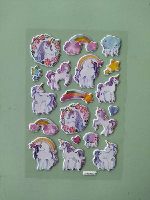 Unicorn Stickers - puffy / embossed / googly eyes