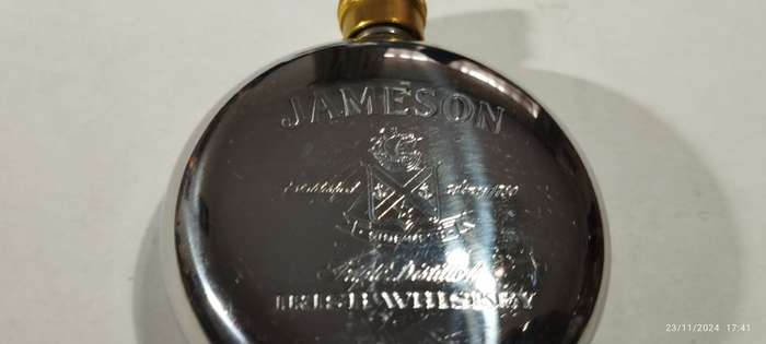Hip Flask_JAMESON_Round with Brass Screw Top_Antique