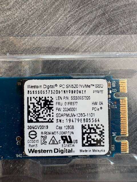 128GB NVMe Western Digital SSD