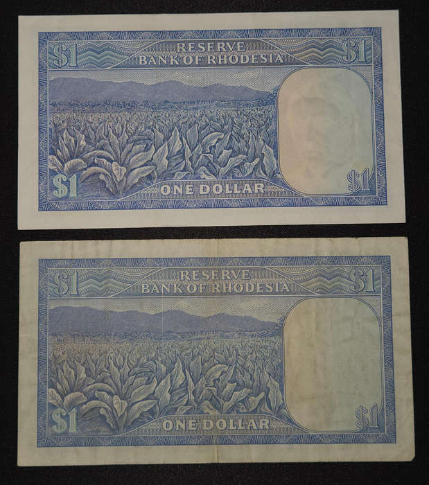 Rhodesia $1 banknotes (x2)