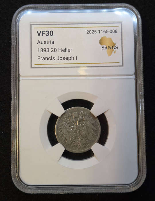 Austria 1893 - 20 Heller graded VF30