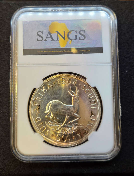 1964 South African 50 cent, graded in Proof (PF64)